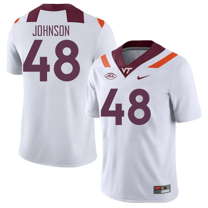 Men #48 Matt Johnson Virginia Tech Hokies College Football Jerseys Stitched Sale-White
